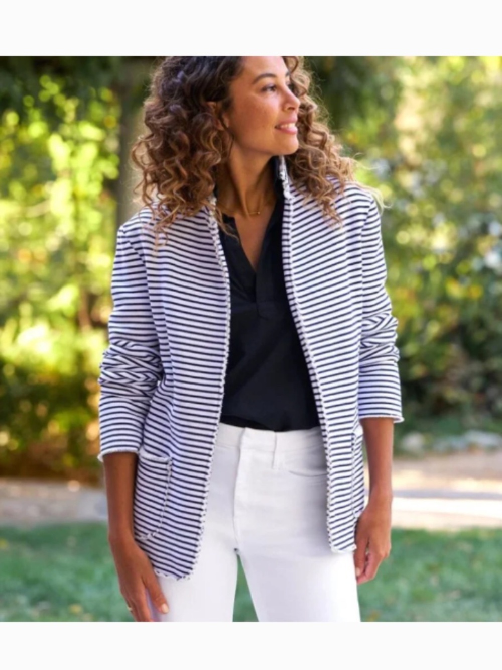 Frank & Eileen Dublin Sweatshirt Blazer French Stripe M